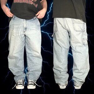 super baggy vintage y2k skater carpenter distressed blue jeans